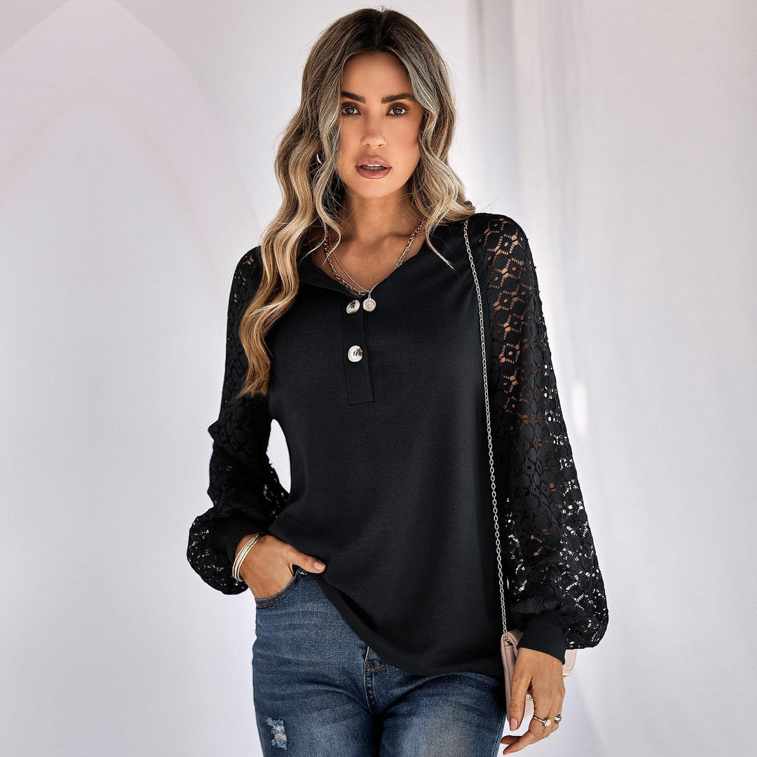 Casual Lace Button Top Women