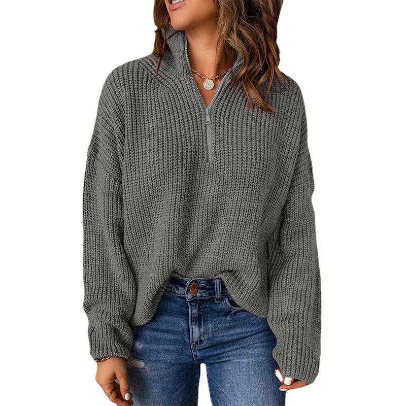 Half Open Turtleneck Pullover Sweater