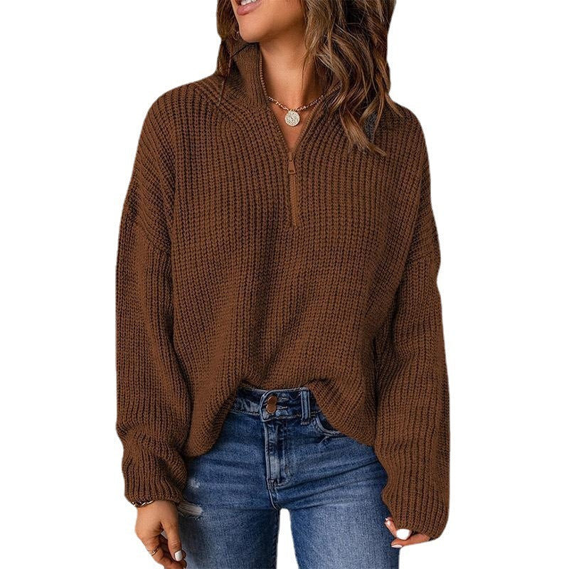 Half Open Turtleneck Pullover Sweater