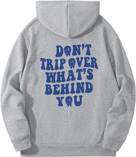 Leisure Pullover Drawstring Letter Print Pattern Hoodie