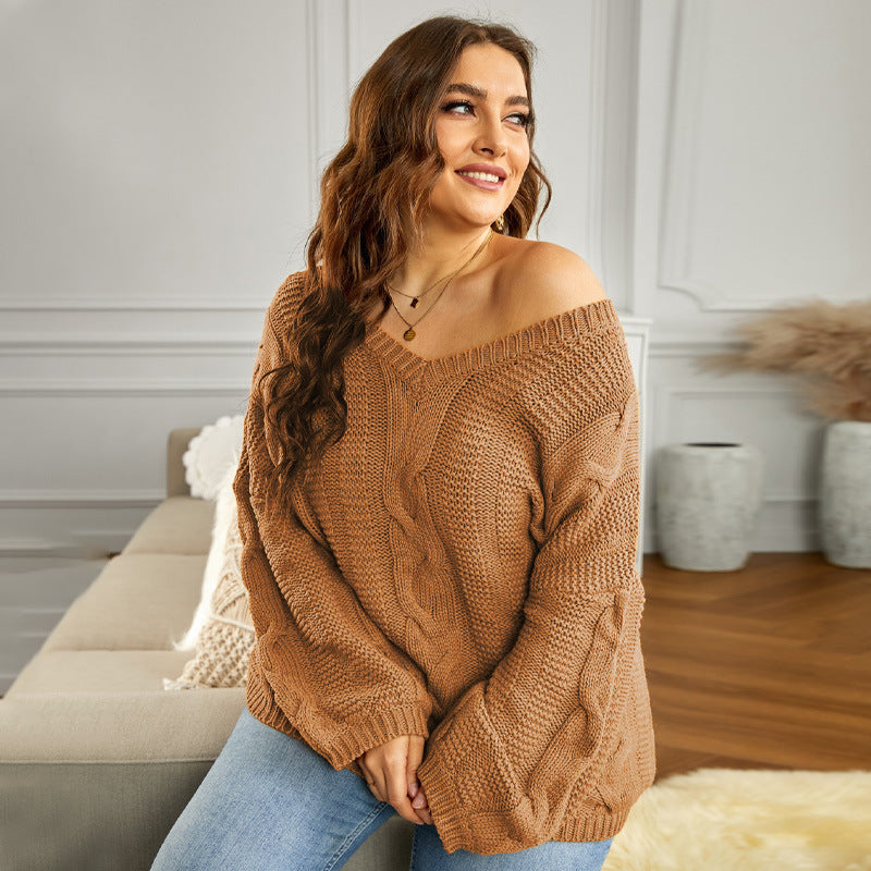 V-neck Long-sleeved Loose Pullover