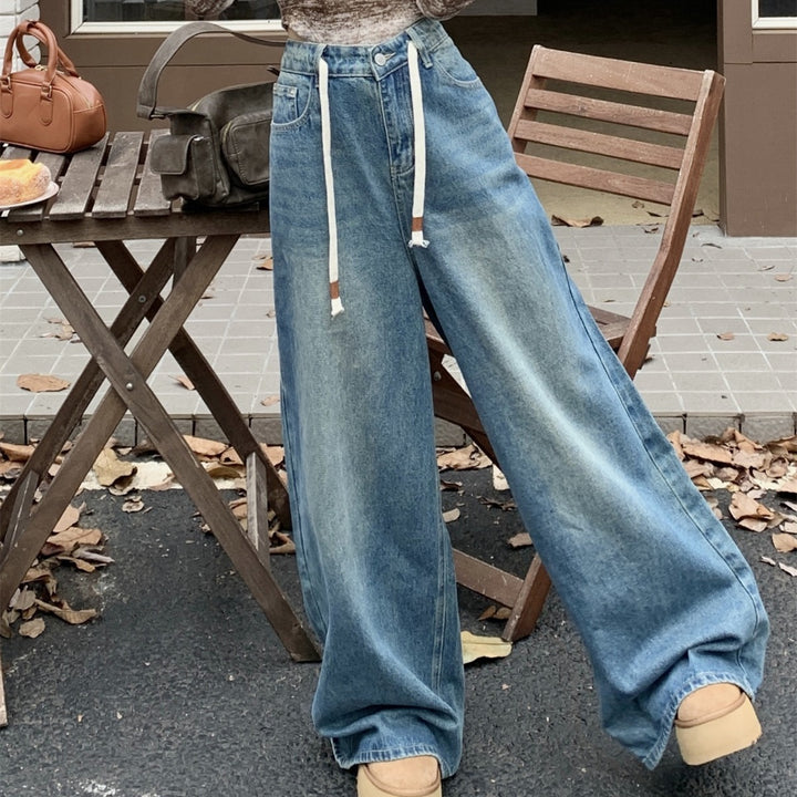 Vintage Blue Drawstring Jeans