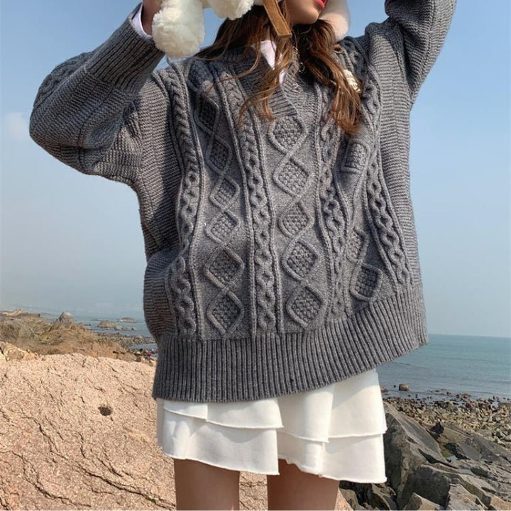 Pullover Lazy Comfortable Cable-knit Sweater