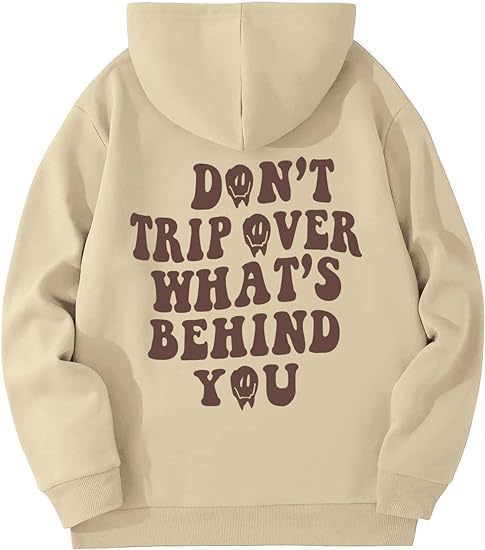 Leisure Pullover Drawstring Letter Print Pattern Hoodie