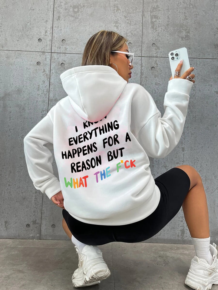 Drawstring Letter Printed Hoodie