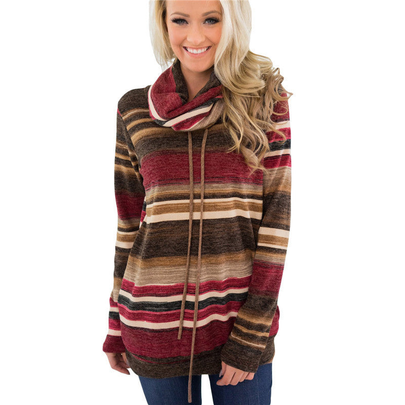 Multi-color Striped Hooded Sweatshirt