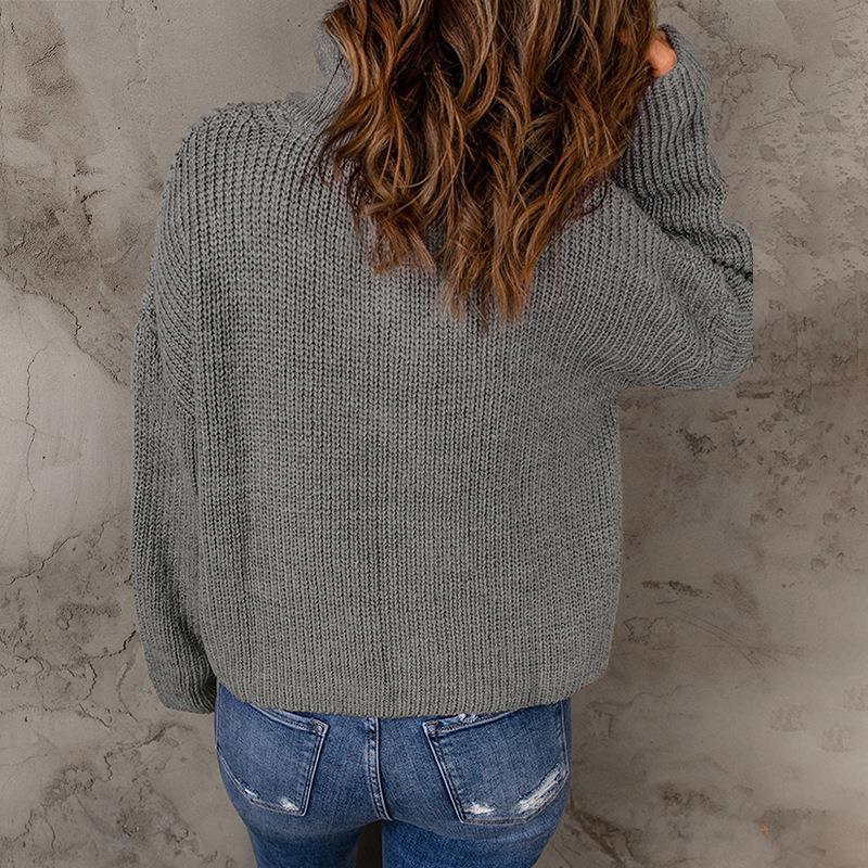 Half Open Turtleneck Pullover Sweater