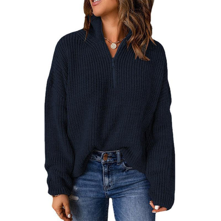 Half Open Turtleneck Pullover Sweater