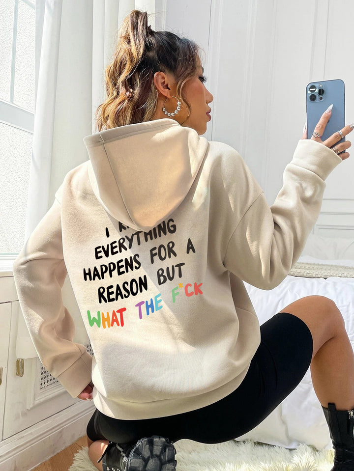 Drawstring Letter Printed Hoodie