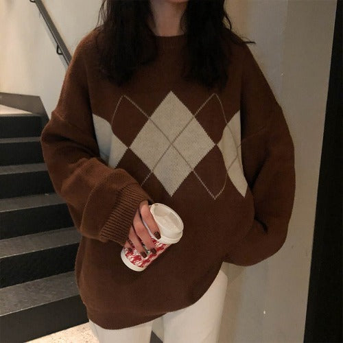 Net Red Pullover Knitted Sweater