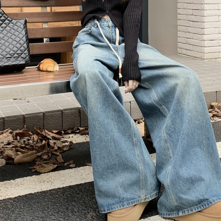 Vintage Blue Drawstring Jeans