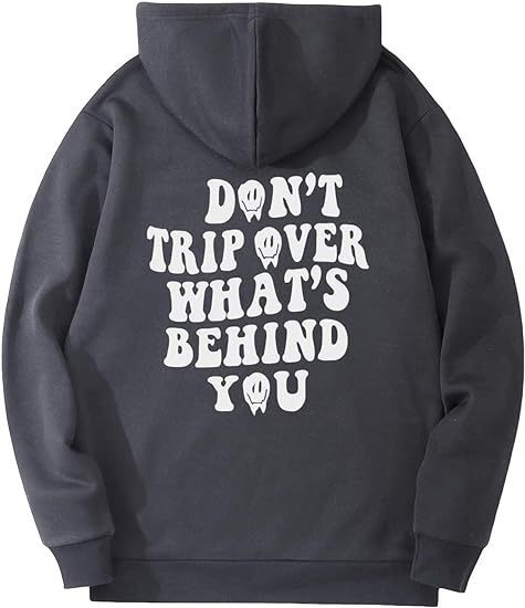 Leisure Pullover Drawstring Letter Print Pattern Hoodie