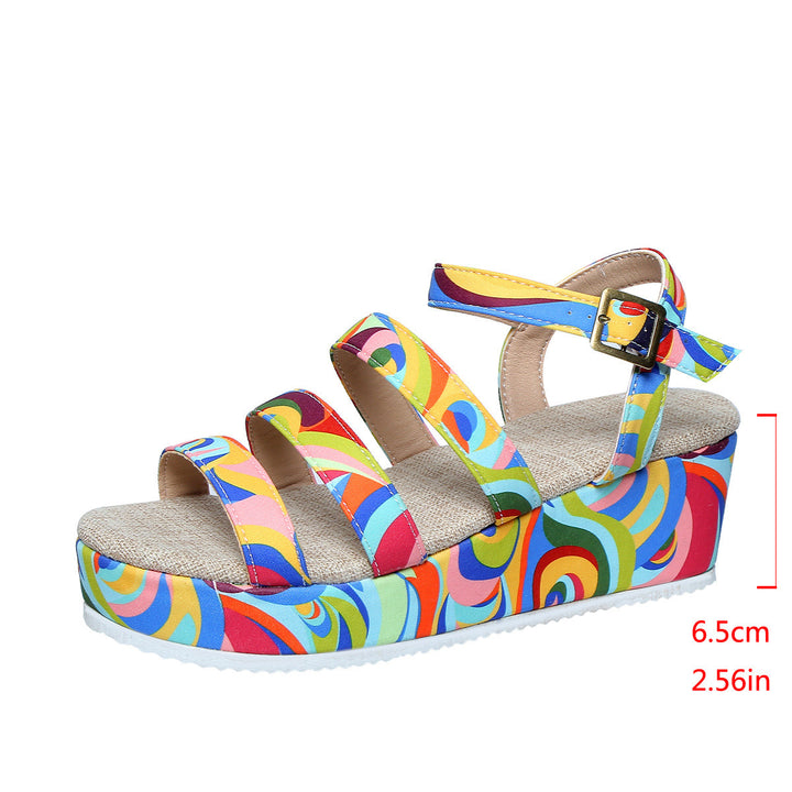 Colorful Peep Toe Buckle Sandals